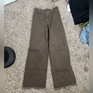 Brown flared crop jeans